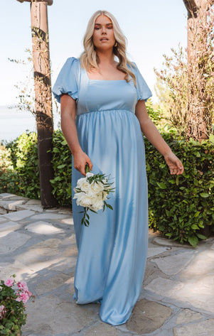 Smoke Blue Bridesmaid Dresses